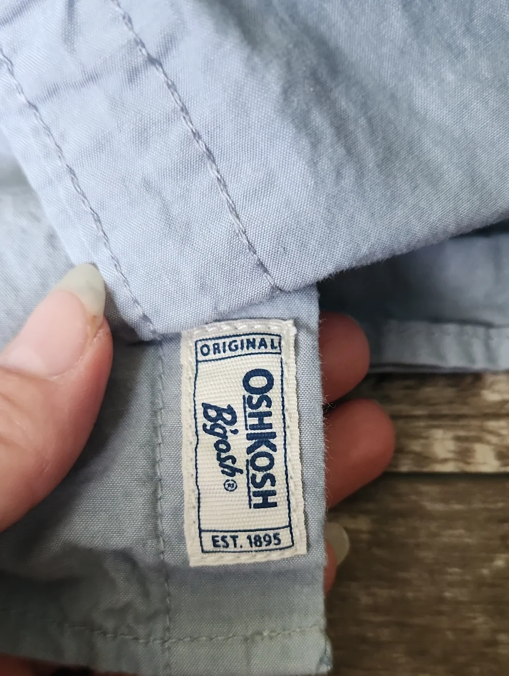 OshKosh B'gosh Light Blue Button-Down Shirt with Navy Dinosaur Embroidery Size 5